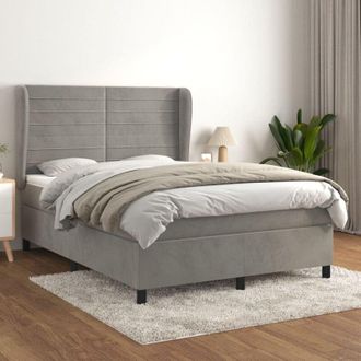 vidaXL Vidaxl - Cama Box Spring Con Colch&oacute;n Terciopelo Gris Claro 140x200 Cm