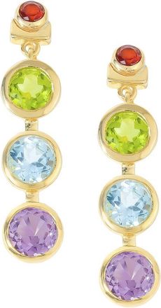 Tiramisu Plated 4.66 Ct. Tw. Amethyst, Blue Topaz, Peridot, Garnet Stud Earrings