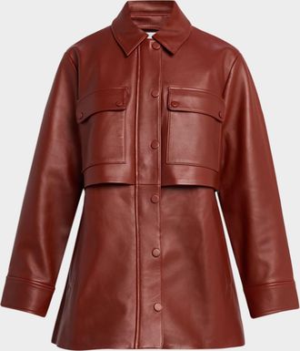 Veronica Beard Liora Leather Dickey Coat