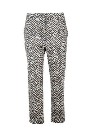 THE ABITO Milano Beige And Black Geometric Pattern Trousers With Tailored Fit
