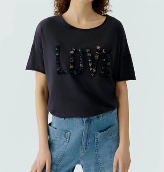 Oui Love Short Sleeve Tee In Washed Black