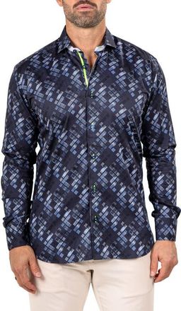 Maceoo Einstein Marthyr 0293 Contemporary Fit Button-Up Shirt in Blue at Nordstrom, Size 4