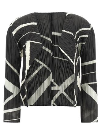 Pleats Please Issey Miyake Bicolor Polyester Womens Cardigan