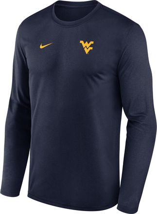 Nike West Virginia Sideline Legend Small Logo Nike Mens Dri-FIT College Long-Sleeve T-Shirt in Blue | 02TJ41SWVN-HE3