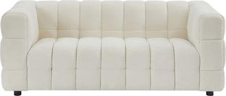 VENTE-UNIQUE.COM Sof&aacute; fijo poli&eacute;ster 2 plazas blanco 189x89cm