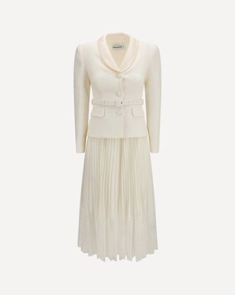 Self Portrait Boucl&eacute; midi Dress with shawl collar Female 12