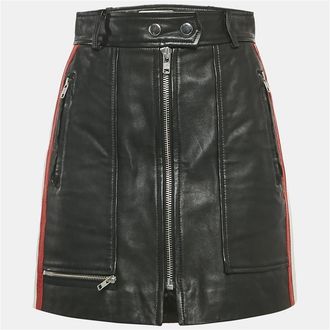 Isabel Marant Etoile Black Side Stripe Leather Mini Skirt