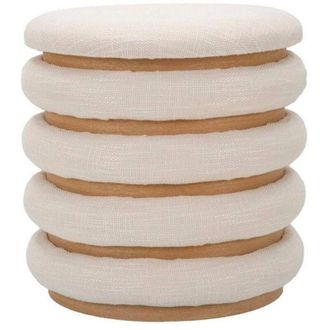 Dmora Puf Banskil, Sill&oacute;n Multiusos, Puf, Puf Reposapi&eacute;s, 40x40 H42 Cm, Blanco - Dmora