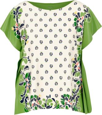 Marc Cain Zijden blouse met hibiscusprint - Dames - Blouses - Veelkleurig - L - Overhemden