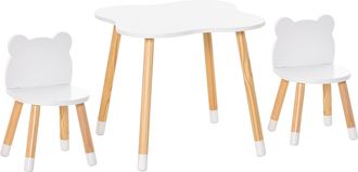 HOMCOM Mesa y 2 sillas infantil 56x56x50 cm blanco