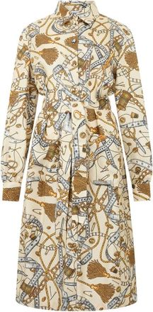 Moschino Kleedjes, Dames, Veelkleurig, M, Jurk met lange mouwen en knopen