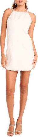 endless rose Bead Trim Sleeveless Cotton & Linen Minidress in White at Nordstrom, Size Medium