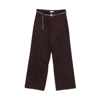 Liu Jo Cropped Trousers, female, Brown, Size: W30 High-rise Flared Trousers