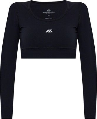 Balenciaga Black Logo Cropped Top