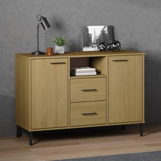 Berkfield Home Sideboard with Metal Legs Brown 113x40x77 cm Solid Wood OSLO | Size: 113 x 40 x 77 cm