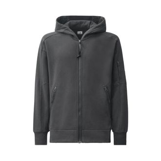 C.P. Company Felpa con zip e cappuccio in pile diagonale con lente - - Sweatshirts & Hoodies - Uomo - Grigio - M