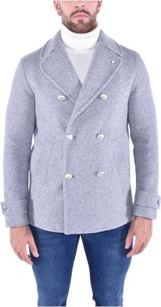 L.B.M. 1911 Op maat gemaakt dubbelborstig jasje - Heren - Blazers - Grijs - 2XL - Wol - Jassen