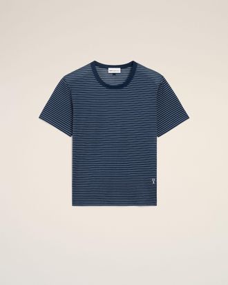 Ami Blue Striped Cotton Ami De Coeur T-shirt Blue - XXXL - for Men