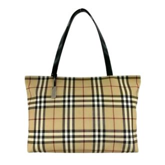 Burberry Pre-owned Tote Bags, female, Beige, Size: ONE SIZE Pre-owned Nova Check PVC Leather Tote Bag