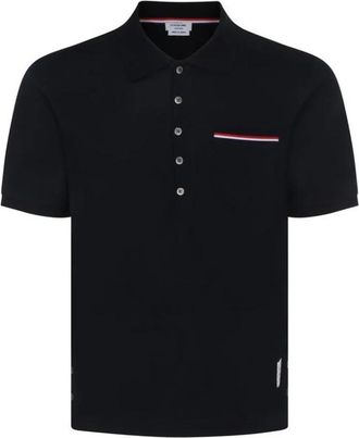 Thom Browne Stijlvolle Polo Shirt met Zak - Heren - Polos - Blauw - XL - Katoen - Tops