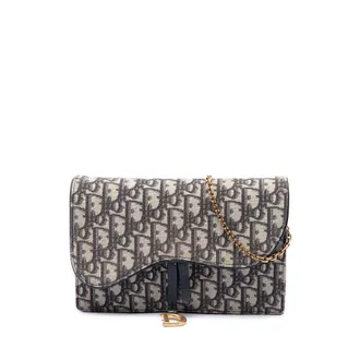 Dior Pre-owned Dior Oblique Canvas Saddle Pouch Wallet on Chain Ladies 1WZ8TJH06EJ2BA7V