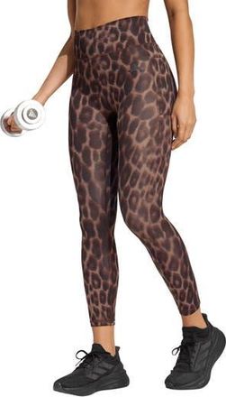 adidas Optime Essentials 3-Stripes 7/8 Leggings in Earth Strata/Black at Nordstrom Rack, Size X-Small