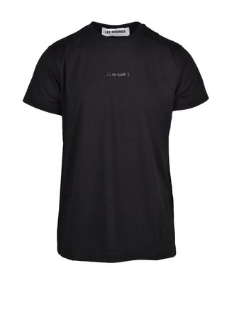 Les Hommes Black Short-Sleeve Minimalist Stretch Cotton T-Shirt