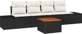 vidaXL Garden Sofa Set 5 pcs Black, white Vidaxl