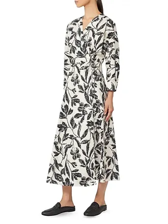 Max Mara Printed Poplin Dress In Beige