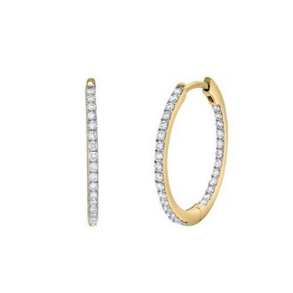LuvMyJewelry Everbloom Sleek Inside Out Diamond Set Hoop Earrings in 14K Gold in 14K Yellow Gold at Nordstrom