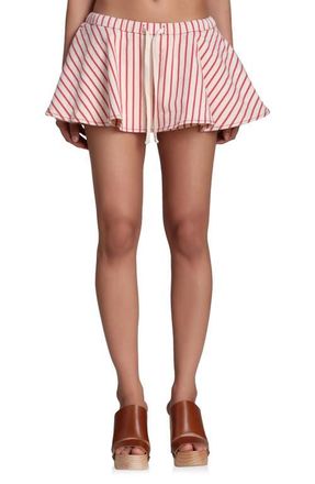 Avec Les Filles Tie Waist Miniskort in Cream- Red Stripe at Nordstrom, Size X-Small
