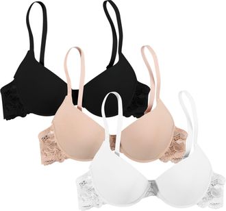 Generic 3 Pack Bras for Women 2 Sizes Bigger Boost Bra Super maximise Push Up Thick Padded Bombshell VS add 2 Cups Assets Full Effect