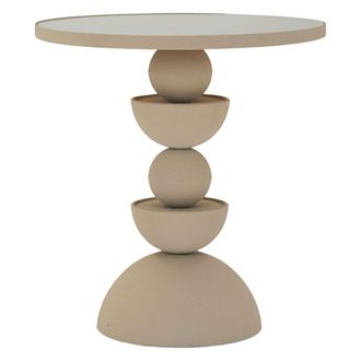 Dmora Mesa De Centro Fameso, Forma Redonda, Tapa Transparente, Estructura De Vidrio, 41x41x42h Cm Gris Paloma