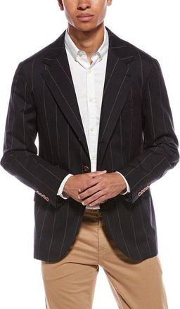 Brunello Cucinelli Black Wool Blend Striped Blazer, Brand Size 46 (US Size 36)