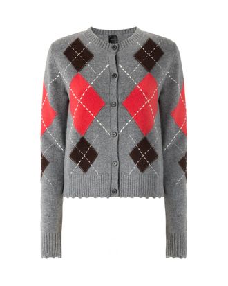 Pinko Straight Silhouette Argyle Pattern Cardigan