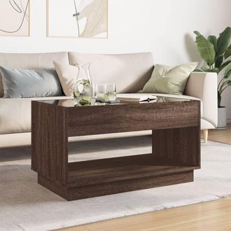 Berkfield Home Decorative Coffee Table with Infinity LED Brown Oak 90x50x50 cm | Size: 90 x 50 x 50 cm