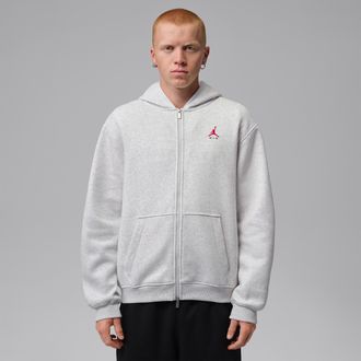 Nike Jordan Mens Jordan Brooklyn Full-Zip Hoodie in Grey | IU0243-054