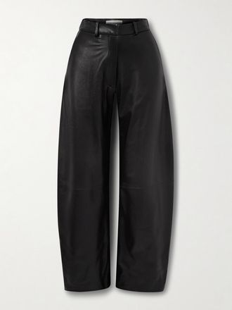 Nour Hammour Pantaloni Barrel In Pelle - Nero