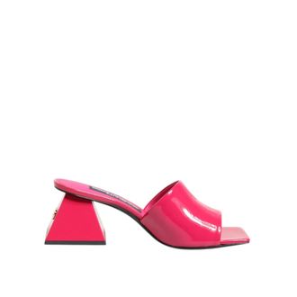 Dolce & Gabbana Sandalen met blokhak en goudkleurig logo - Dames - Muiltjes - Roze - 35 EU - Leer - Schoenen