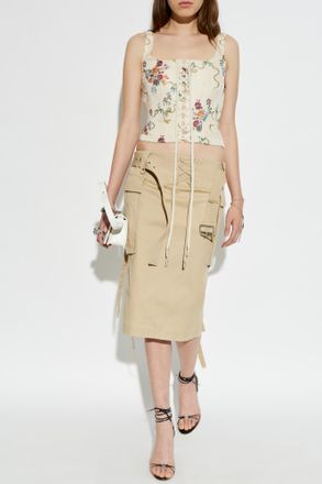 Alexander McQueen Top With A Floral Motif, Womens, Cream