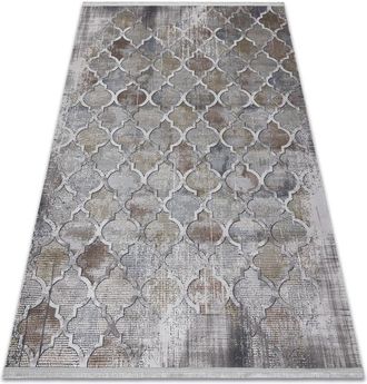 RugsX Tappeto LUCE 75 moderno Marocco trifoglio Trellis vintage - Structural grigio / mostarda grey 154x220 cm