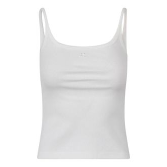 Courr&egrave;ges Sleeveless Tops, female, White, Size: S Tank Top with Lingerie-Style Back Closure