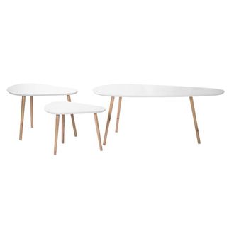 Calicosy Set Of 3 Nesting Tables, White & Wood