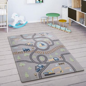 Paco Home Paco Home - Alfombra Para Habitaci&oacute;n Infantil Juegos Beb&eacute; Alfombras Infantiles Carreteras 155x230 Cm, Gris 2