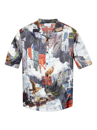 Off-white collage-print short-sleeve shirt - men - Viscose - 46 - Blue