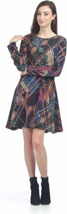 Papillon Multi Print A-Line Sweater Dress In Blue