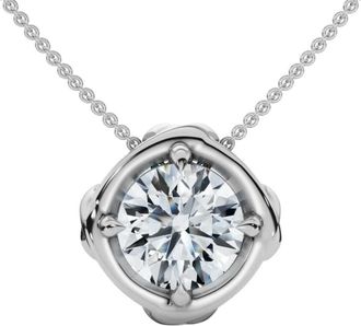 Pompeii3 3/4Ct Natural Diamond Unspoken Pendant 14k Gold 18 Womens Solitaire Necklace
