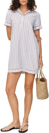 Bella Dahl Stripe High/Low Shirtdress in Ocean Blue Stripe at Nordstrom, Size X-Small