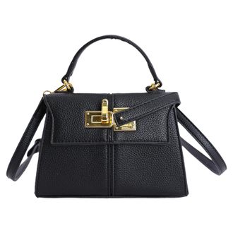 Generic Cymwer PU Leather Women Shoulder Bag Flap Crossbody Bag Buckle Tote Handbag (Black)