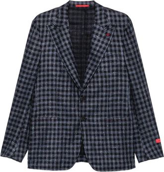 Isaia Gingham-check Notched-lapel Blazer